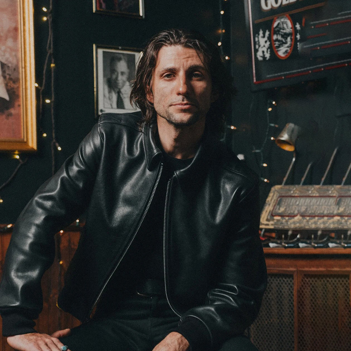 Men's Black Leather Racer Jacket