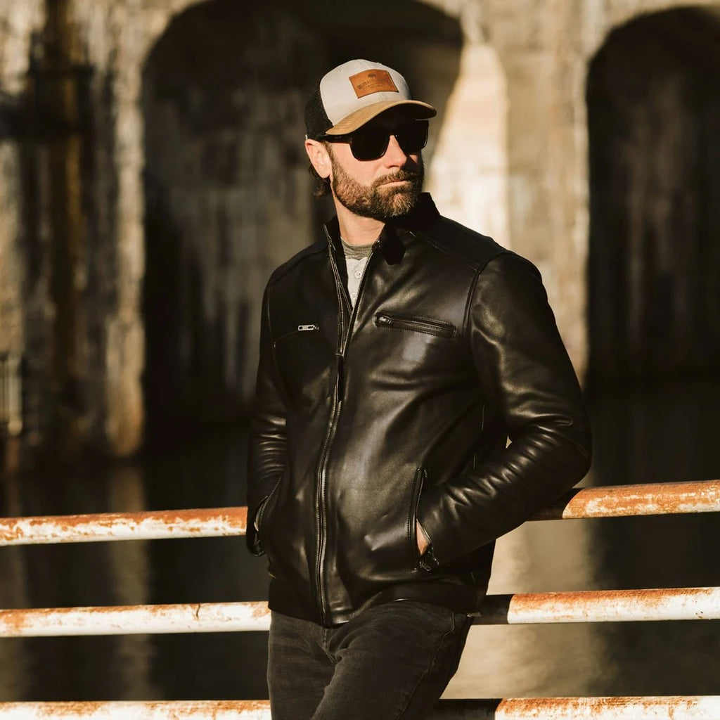 Men's Black Leather Biker Jacket
