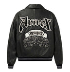 Men's Black Leather Goth Varsity Jacket | New York Lion Crest Edition