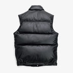 Men’s Black Leather Puffer Vest  Shearling Jacket