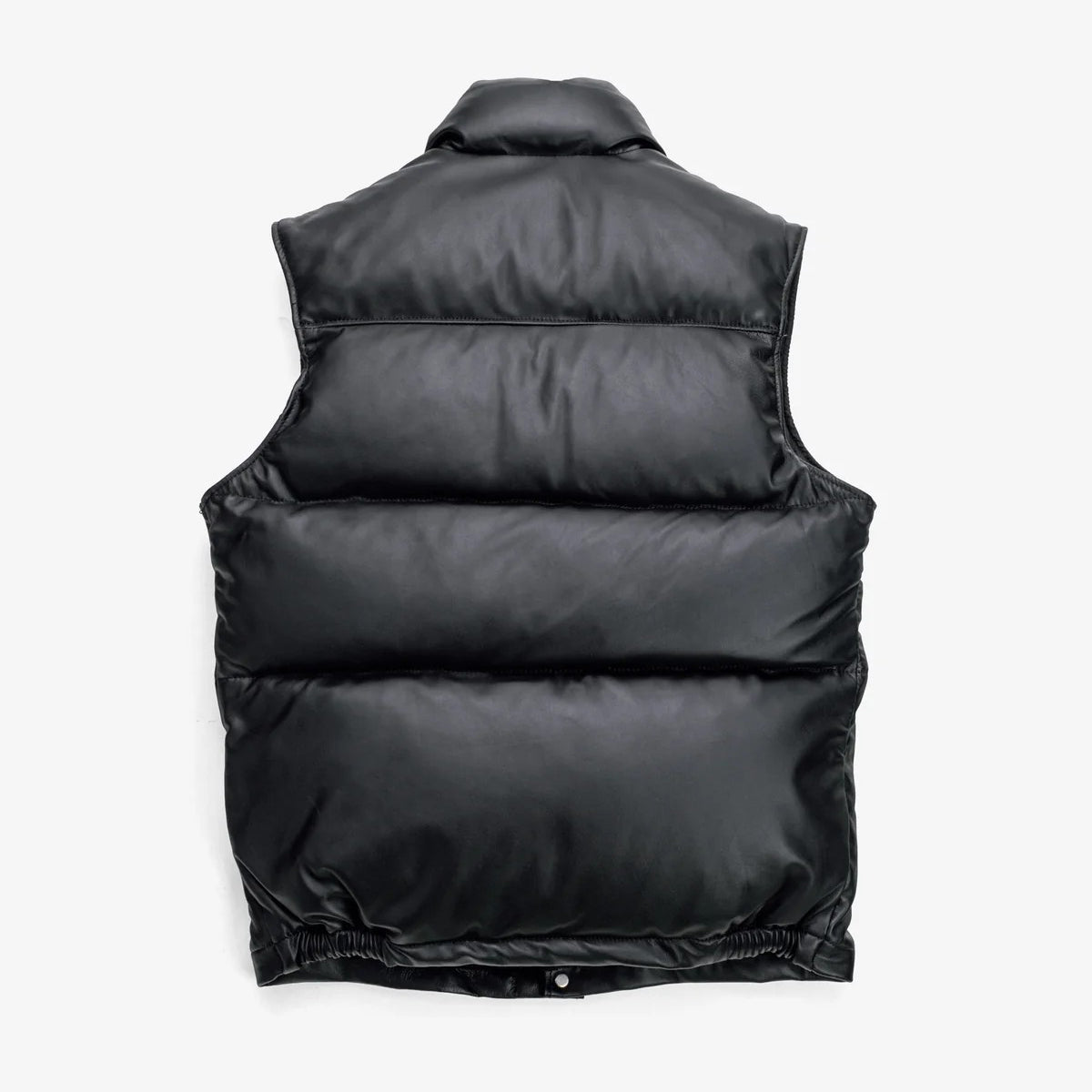 Men’s Black Leather Puffer Vest  Shearling Jacket