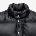 Men’s Black Leather Puffer Vest  Shearling Jacket
