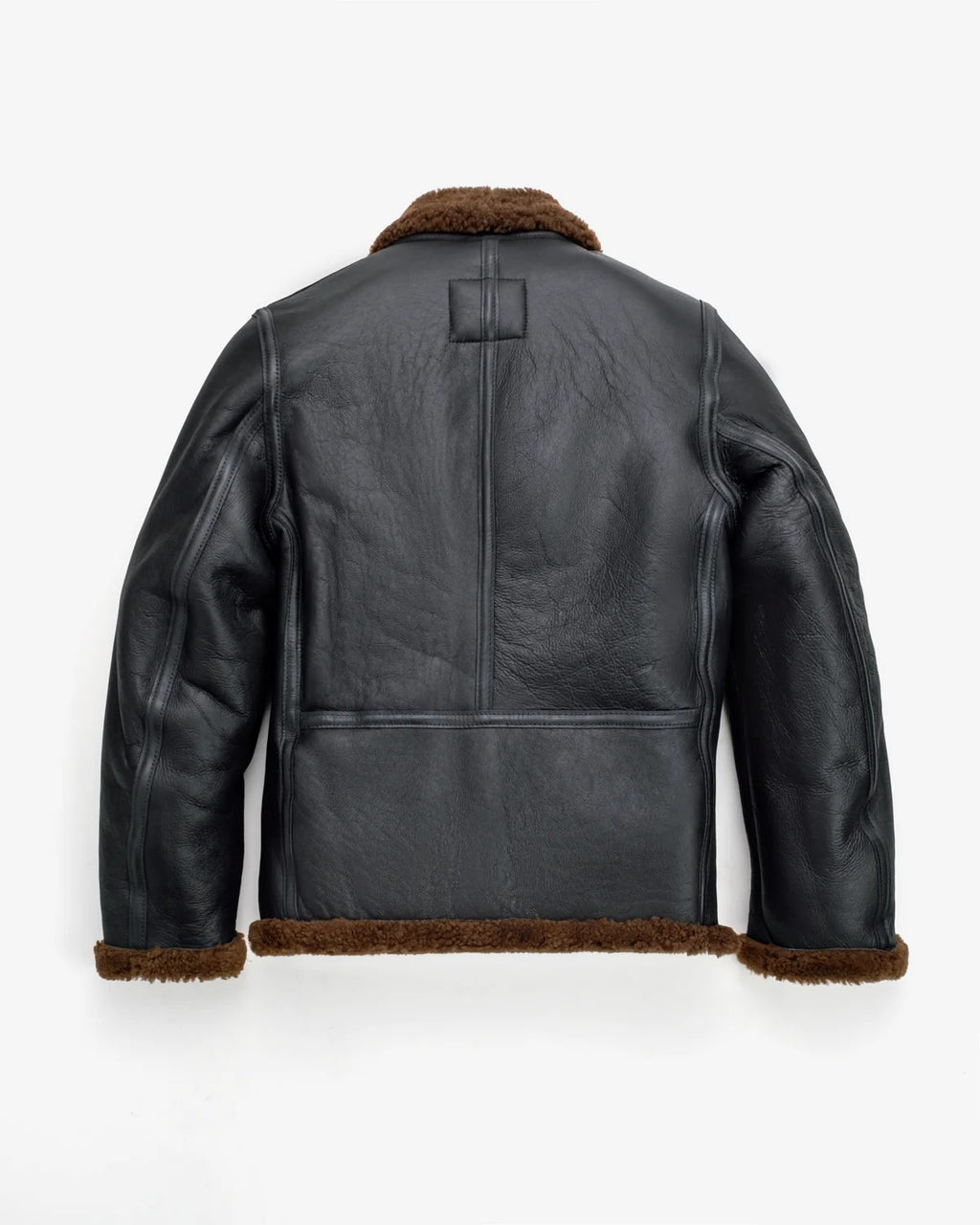 Men's Black Leather Shearling Collar Aviator Jacket