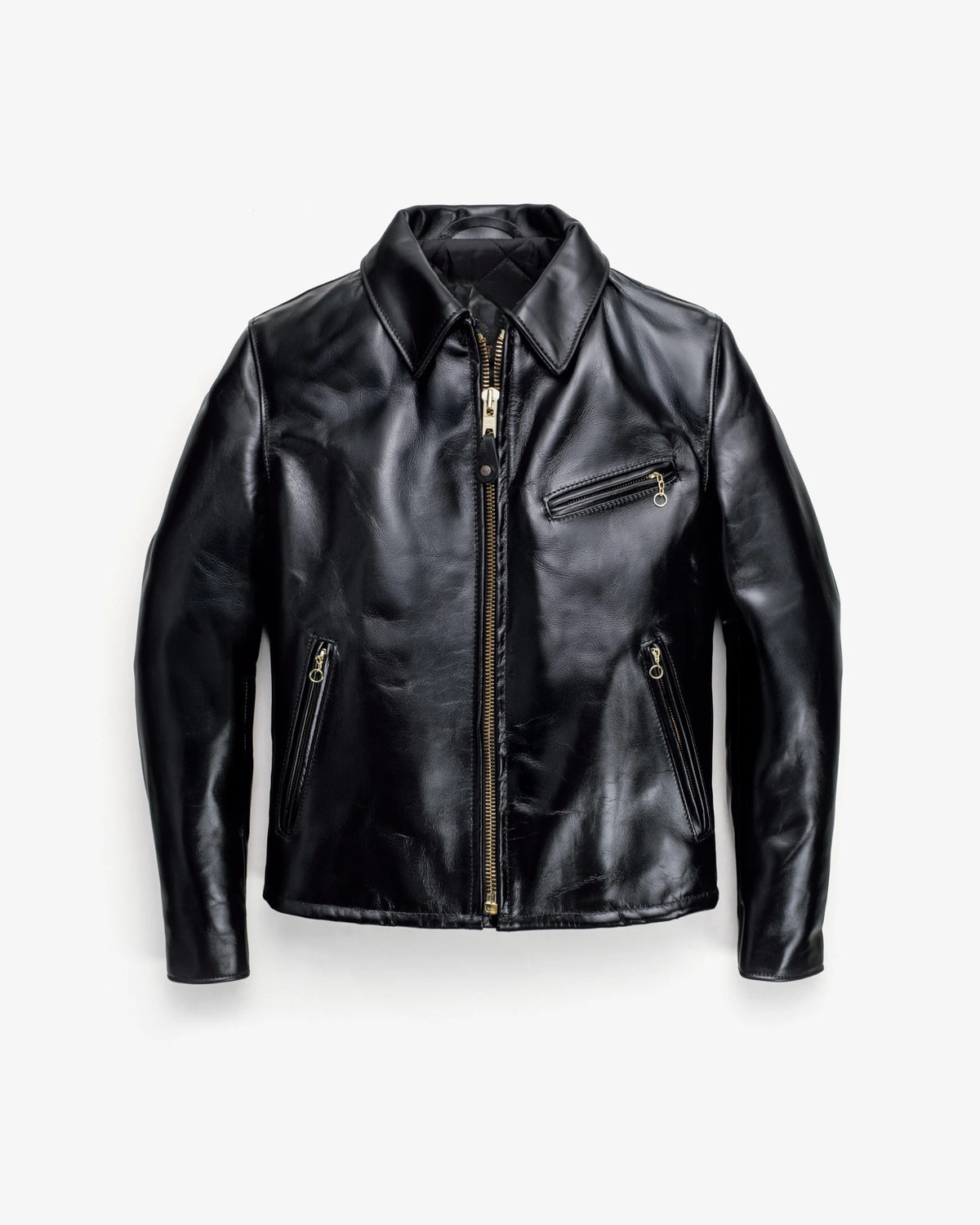 Men's Black Leather Shirt Collar Jacket