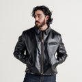 Men's Black Leather Shirt Collar Jacket