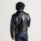 Men's Black Leather Shirt Collar Jacket