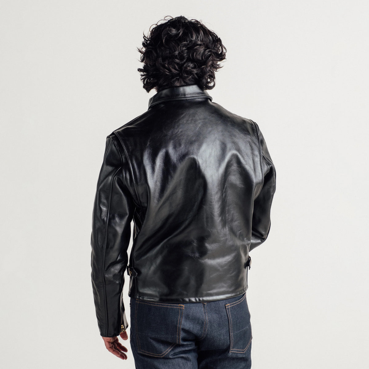 Men's Black Leather Shirt Collar Jacket