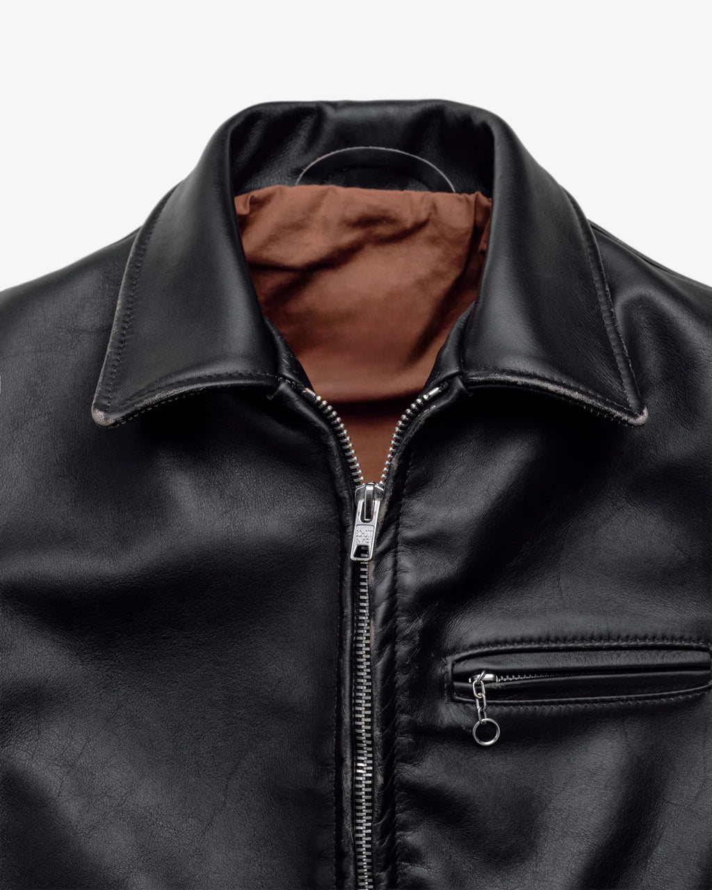 Men's Black Leather Shirt Collar Jacket