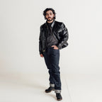 Men's Black Leather Shirt Collar Jacket
