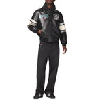 Men's Black Leather Super Bowl LX Varsity Jacket | NFL Co-Brand Edition