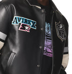Men's Black Leather Super Bowl LX Varsity Jacket | NFL Co-Brand Edition