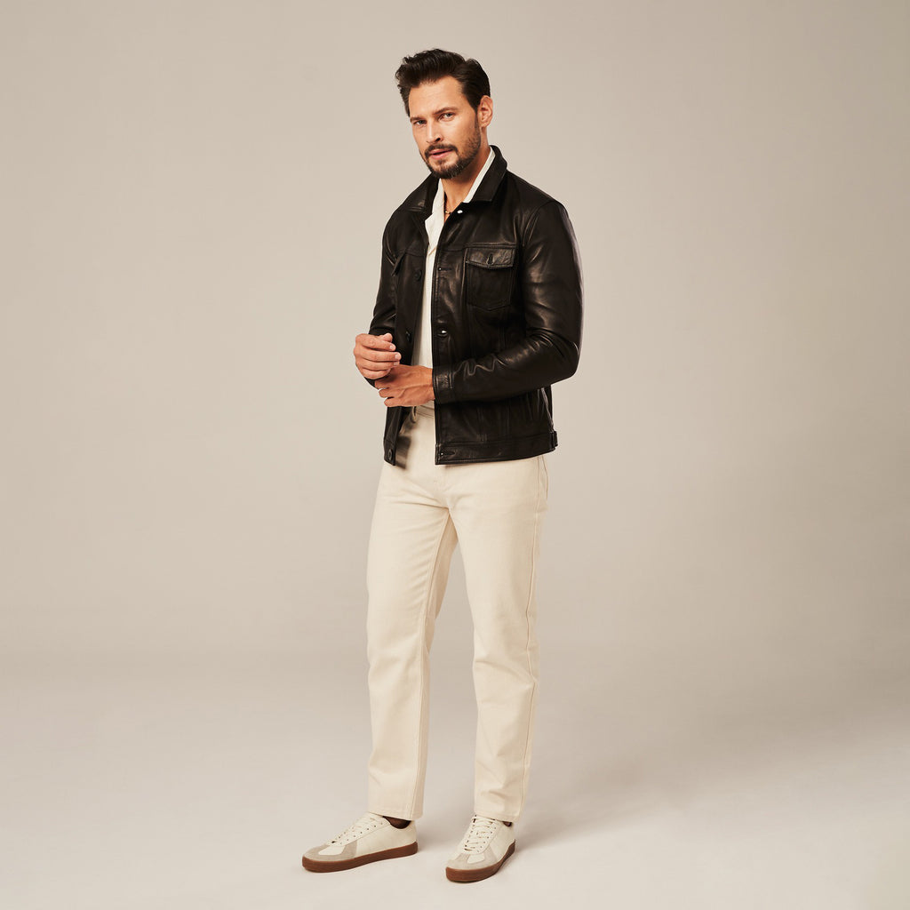 Men's Brown Leather Cafe Racer Jacket