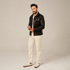 Men's Brown Leather Cafe Racer Jacket