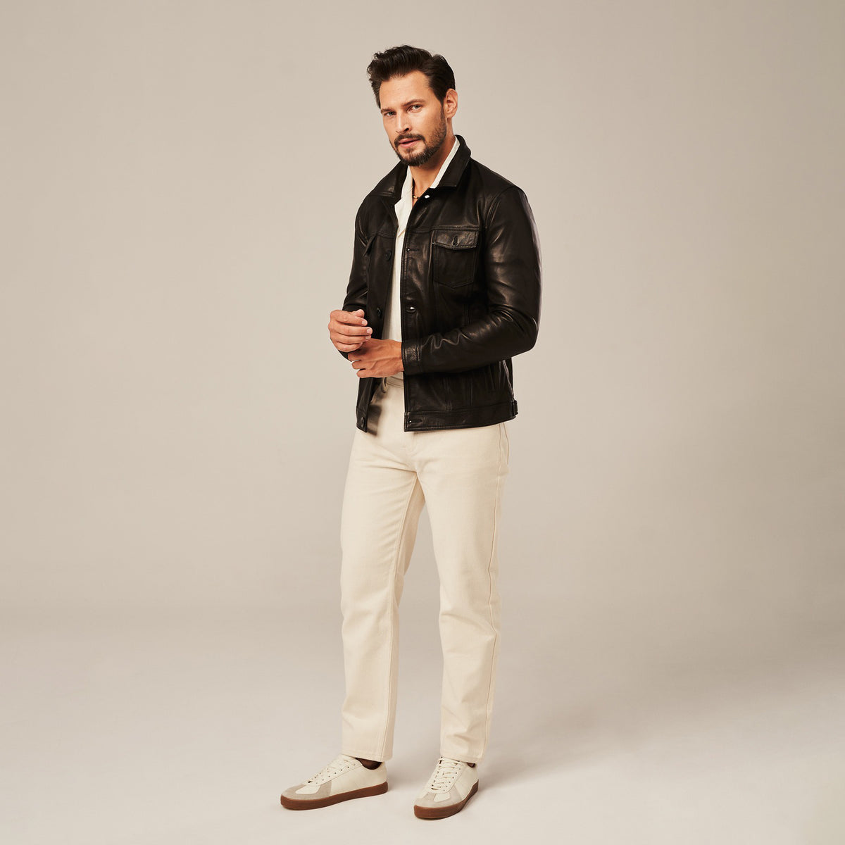 Men's Brown Leather Cafe Racer Jacket