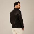 Men's Brown Leather Cafe Racer Jacket