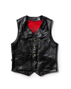 Men’s Black Leather Vest | Shearling Jacket