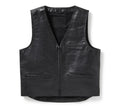 Men’s Black Leather Vest with Front Zipper | Shearling Jacket