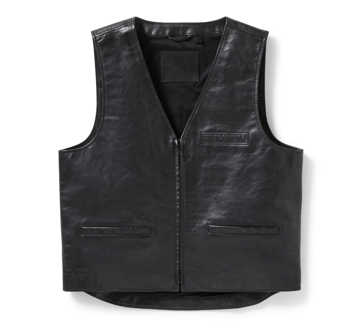 Men’s Black Leather Vest with Front Zipper | Shearling Jacket