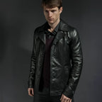 Men's Leather Vintage Car Coat Shearling Jacket