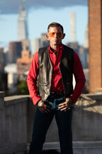 Men’s Black Leather Zipper Vest | Shearling Jacket