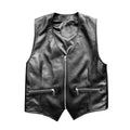 Men’s Black Leather Zipper Vest | Shearling Jacket
