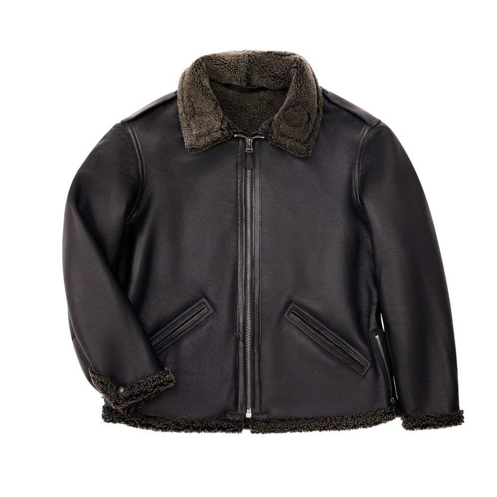 Men's Black Ops B6 Shearling Bomber Jacket – Snow Top Sheepskin Leather Coat