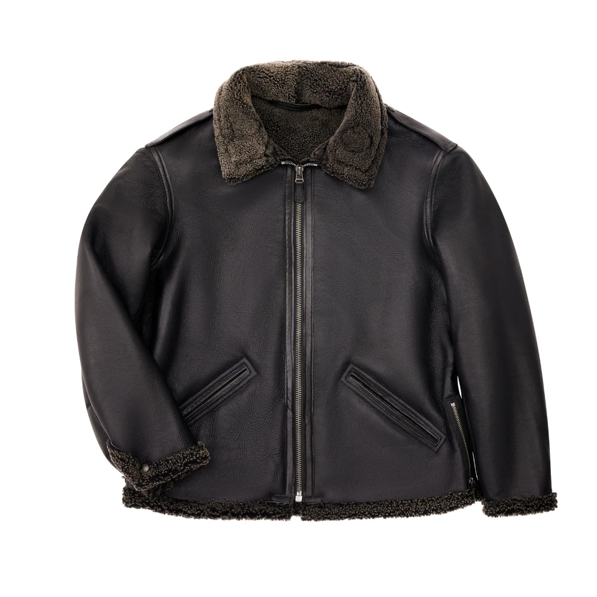 Men's Black Ops B6 Shearling Bomber Jacket – Snow Top Sheepskin Leather Coat