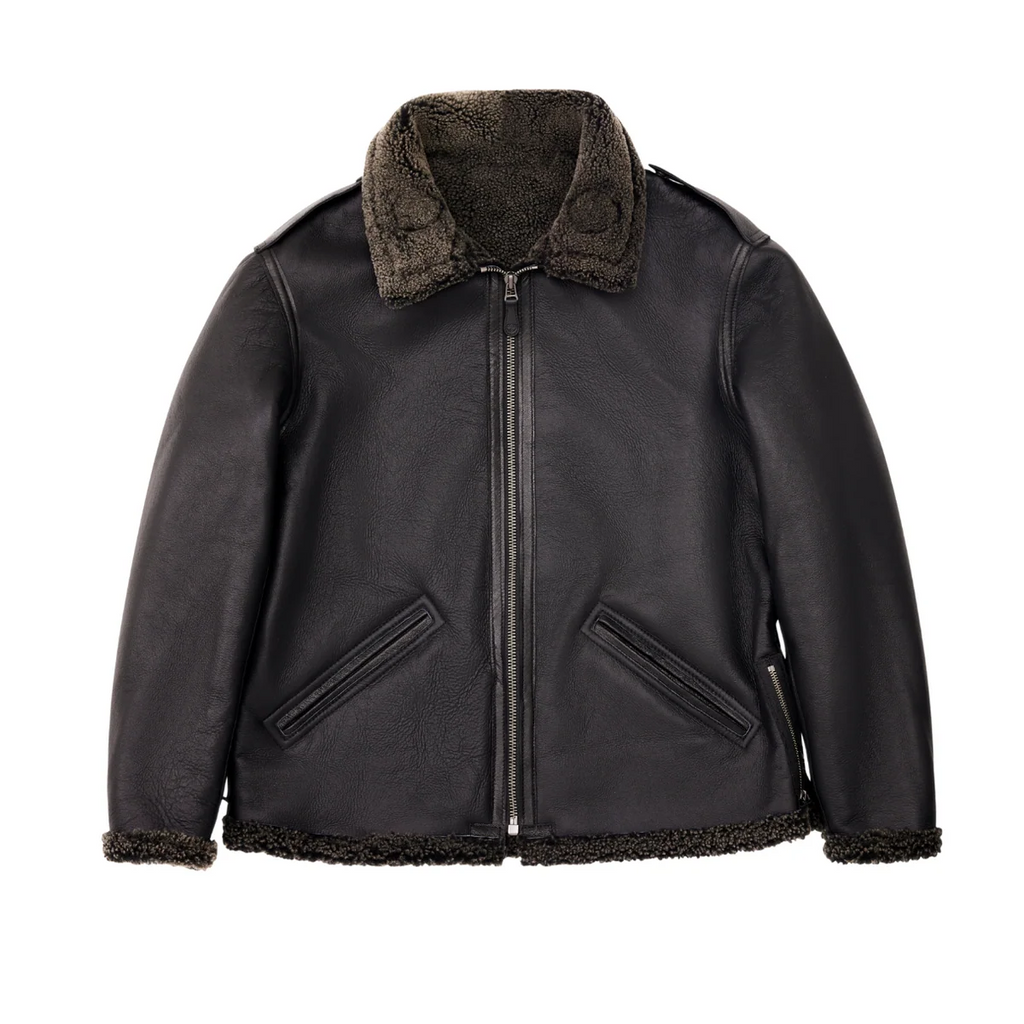 Men's Black Ops B6 Shearling Bomber Jacket – Snow Top Sheepskin Leather Coat
