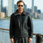 Men's Black Ops B6 Shearling Bomber Jacket – Snow Top Sheepskin Leather Coat