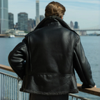 Men's Black Ops B6 Shearling Bomber Jacket – Snow Top Sheepskin Leather Coat