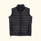 Men's Black Quilted Leather Down Puffer Vest