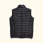 Men's Black Quilted Leather Down Puffer Vest
