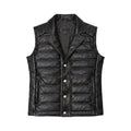 Men's Black Quilted Leather Puffer Vest