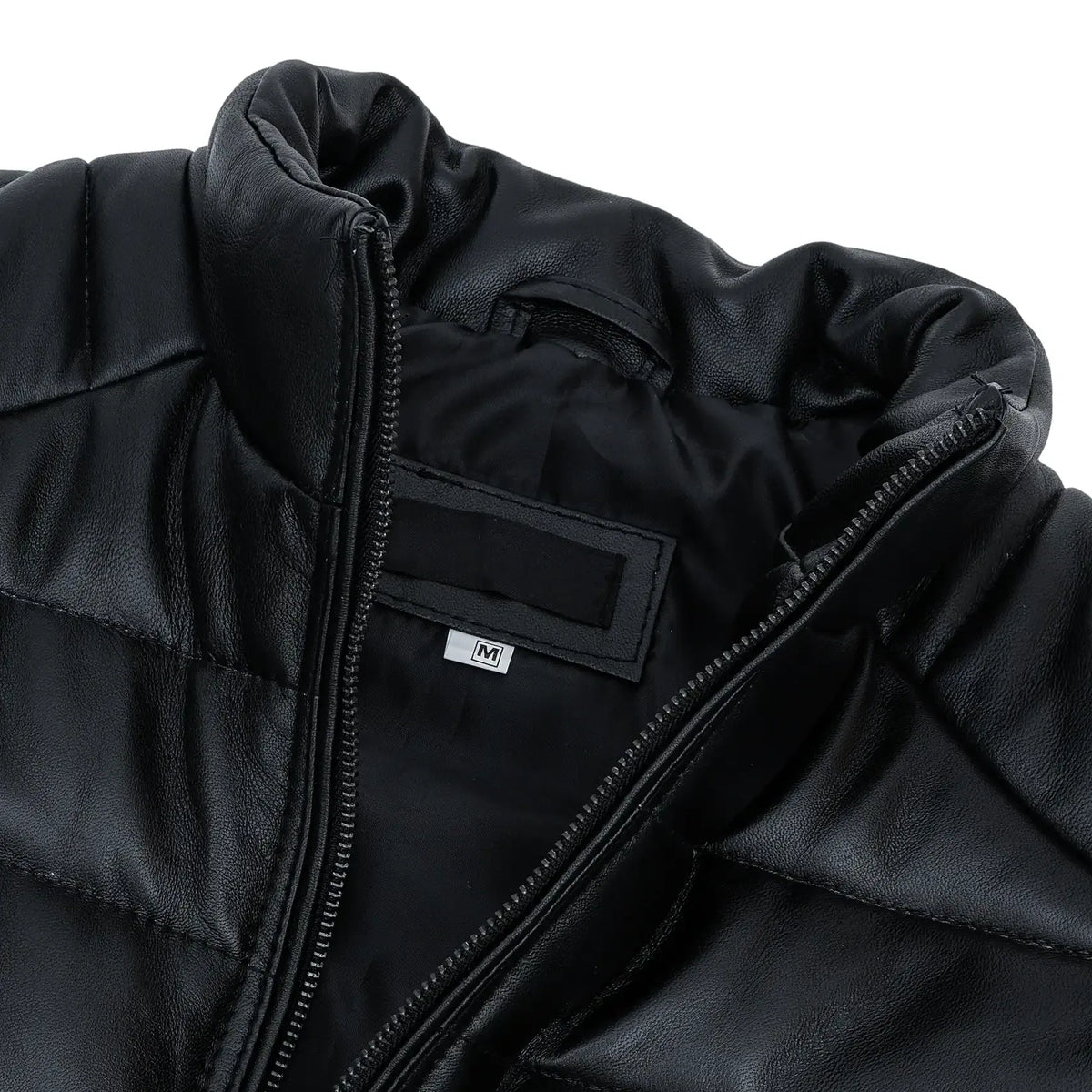 Men's Black Quilted Leather Puffer Vest
