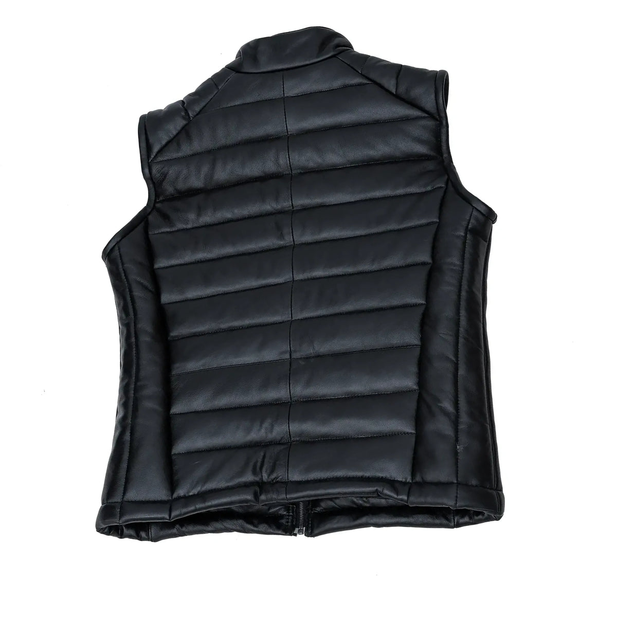Men's Black Quilted Leather Puffer Vest