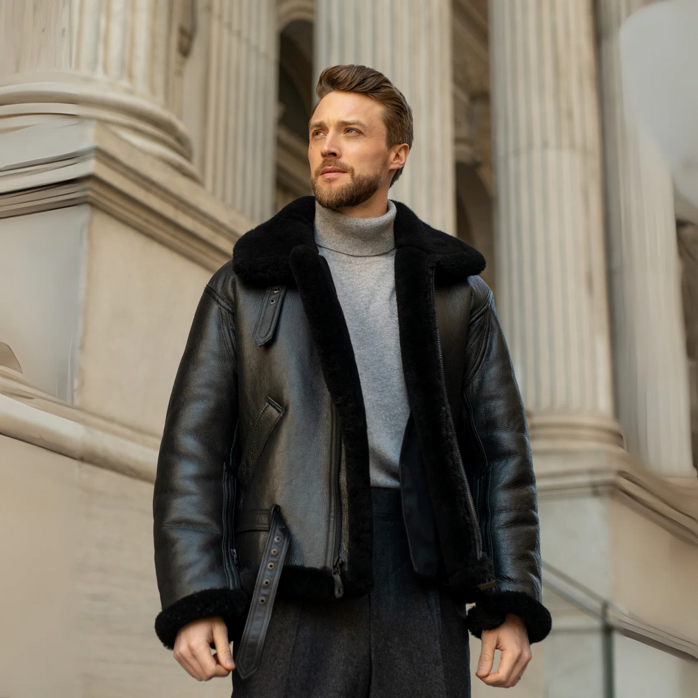 Men's Black RAF Sheepskin Bomber Jacket – 1938 Irvin Pattern Flight Jacket