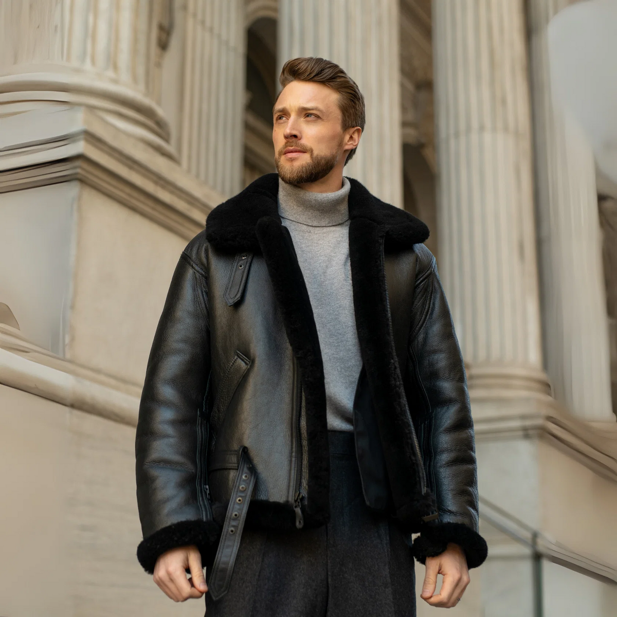 Men's Black RAF Sheepskin Bomber Jacket – 1938 Irvin Pattern Flight Jacket