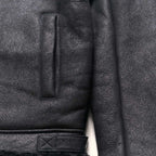 Men's Black Shearling Leather Bomber Jacket