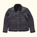 Men's Black Shearling Leather Bomber Jacket