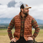 Men's Brick Quilted Leather Down Puffer Vest
