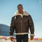 Men's B3 Brown Shearling Leather Bomber Jacket
