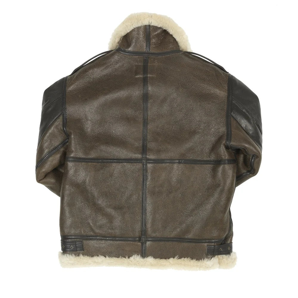 Men's B3 Brown Shearling Leather Bomber Jacket
