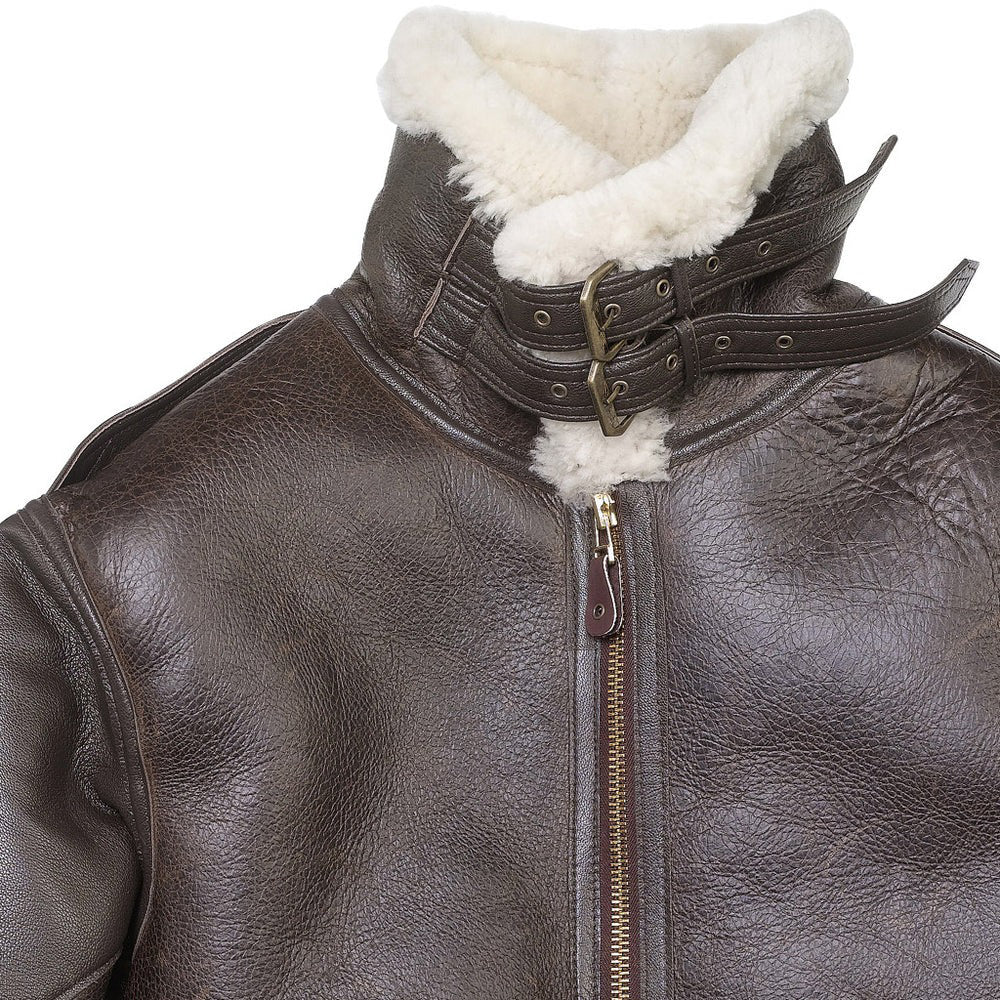 Men's B3 Brown Shearling Leather Bomber Jacket