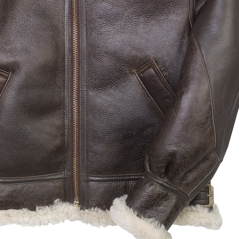 Men's B3 Brown Shearling Leather Bomber Jacket