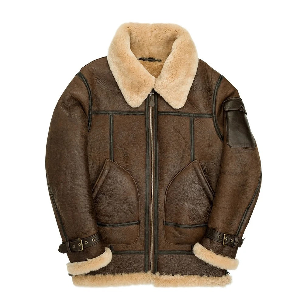 Men's Brown Genuine Sheepskin Leather Coat