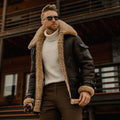 Men's Brown Genuine Sheepskin Leather Coat