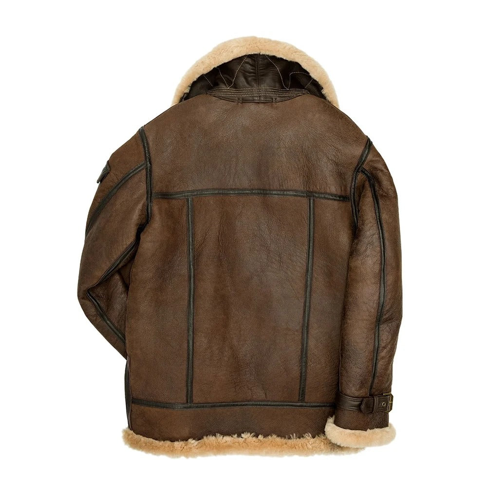 Men's Brown Genuine Sheepskin Leather Coat