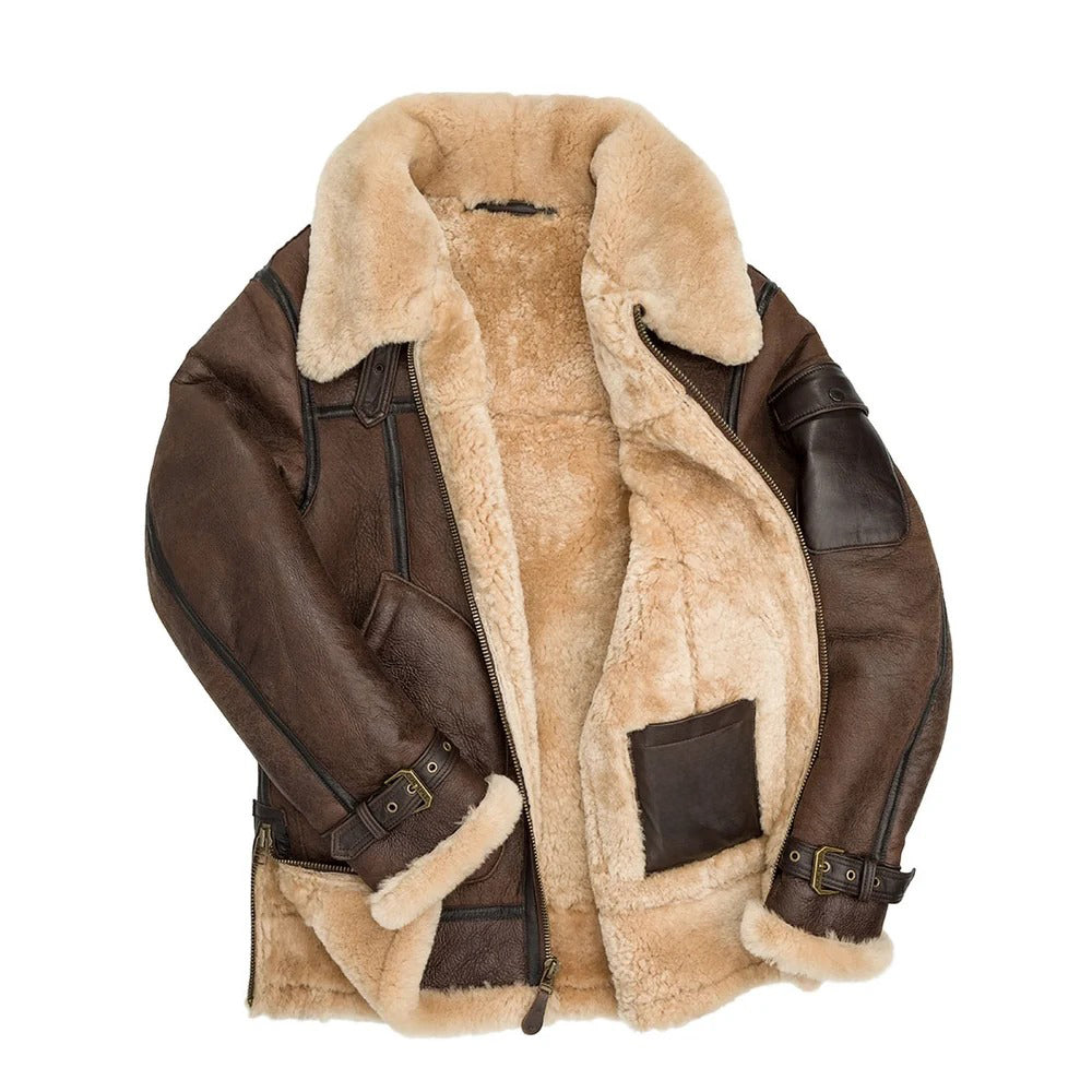 Men's Brown Genuine Sheepskin Leather Coat