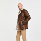 Men’s Brown Lambskin Shearling Leather Jacket
