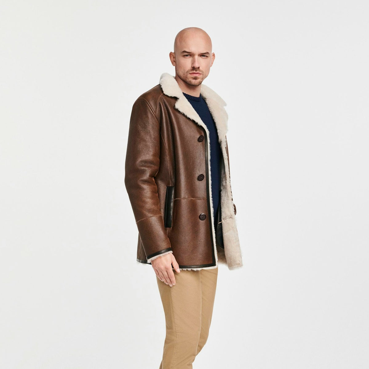 Men’s Brown Lambskin Shearling Leather Jacket